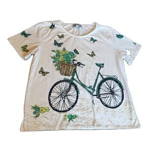 Southern Lady Size Small Butterflies and Bicycle T-Shirt